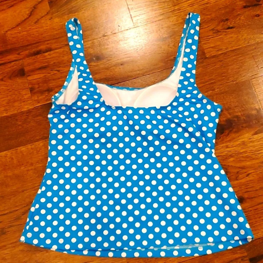 Womens St. John's Bay polka dot tankini top size 14